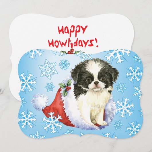 Happy Howlidays Japanse Chin Feestdagenkaart (Voorkant / Achterkant)