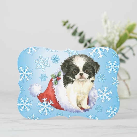 Happy Howlidays Japanse Chin Feestdagenkaart (Staand voorkant)