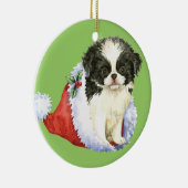 Happy Howlidays Japanse Chin Keramisch Ornament (Rechts)