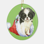 Happy Howlidays Japanse Chin Keramisch Ornament (Links)