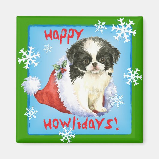 Happy Howlidays Japanse Chin Magneet (Voorkant)