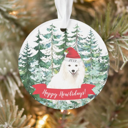 Happy Howlidays Japanse Spitz Dog Kerstmis Ornament (Boom)