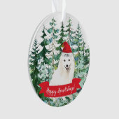 Happy Howlidays Japanse Spitz Dog Kerstmis Ornament (voorkant)