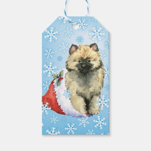 Happy Howlidays Keeshond Cadeaulabel (Voorkant)