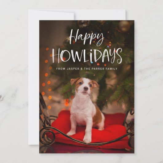 Happy Howlidays | kerstfoto van Cute Pet Dog Feestdagenkaart (Voorkant)
