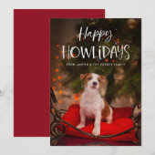 Happy Howlidays | kerstfoto van Cute Pet Dog Feestdagenkaart (Voorkant / Achterkant)