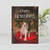 Happy Howlidays | kerstfoto van Cute Pet Dog Feestdagenkaart (Staand voorkant)