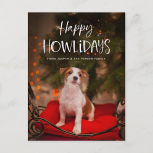 Happy Howlidays   kerstfoto van Cute Pet Dog Feestdagenkaart
