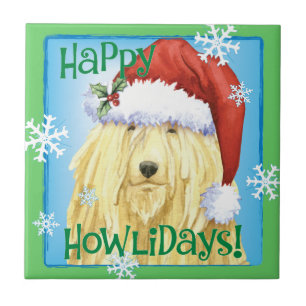 Happy Howlidays Komondor Tegeltje
