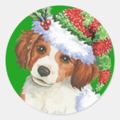 Happy Howlidays Kooikerhondje Ronde Sticker (Voorkant)