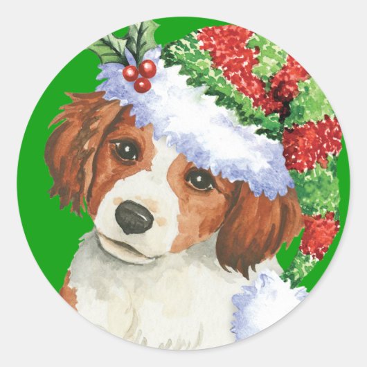 Happy Howlidays Kooikerhondje Ronde Sticker (Voorkant)