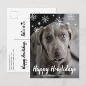 Happy Howlidays Krijt Script Sneeuwvlokken Foto Ho Feestdagenkaart (Voorkant / Achterkant)