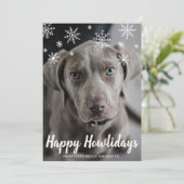 Happy Howlidays Krijt Script Sneeuwvlokken Foto Ho Feestdagenkaart (Staand voorkant)