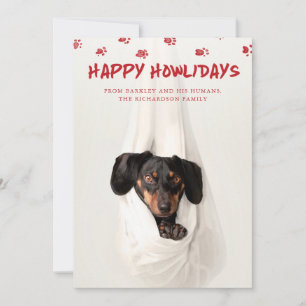 Happy Howlidays   Kute Pet met kerstfoto Feestdagenkaart