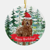 Happy Howlidays Labradoodle Dog kerstversiering Keramisch Ornament (Voorkant)