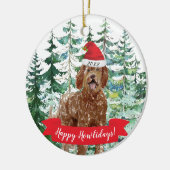 Happy Howlidays Labradoodle Dog kerstversiering Keramisch Ornament (Links)