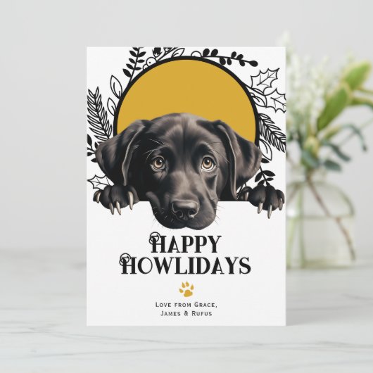 Happy Howlidays Labrador Retriever Dog Kerstmis Feestdagenkaart (Staand voorkant)