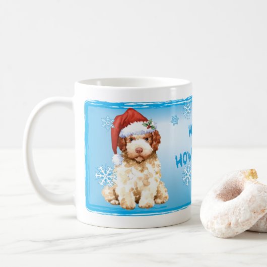 Happy Howlidays Lagotto Romagnolo Coffee Mok (Met donut)