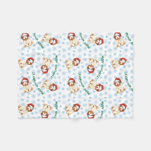 Happy Howlidays Lagotto Romagnolo Fleece Blanket (Voorkant (Horizontaal))