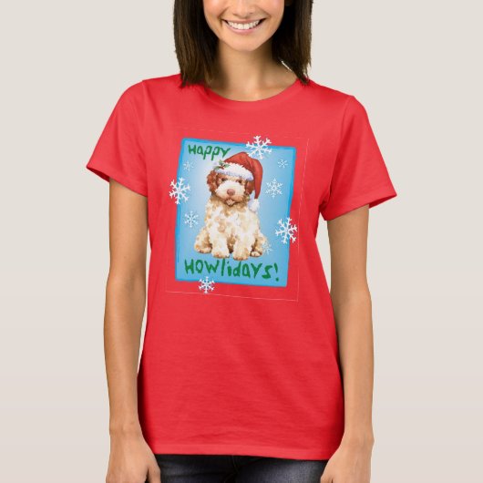 Happy Howlidays Lagotto Romagnolo T-Shirt (Voorkant)