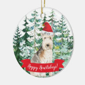 Happy Howlidays Lakeland Terrier Kerstoranje Keramisch Ornament (Links)