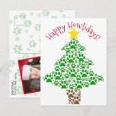 Happy Howlidays Leuk Hondenliefhebber Paw Print Fo Feestdagenkaart (Voorkant / Achterkant)