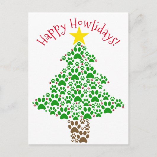 Happy Howlidays Leuk Hondenliefhebber Paw Print Fo Feestdagenkaart (Voorkant)
