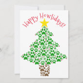 Happy Howlidays Leuke Poot Print Kerstboom Foto Feestdagenkaart (Voorkant)