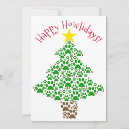 Happy Howlidays Leuke Poot Print Kerstboom Foto Feestdagenkaart