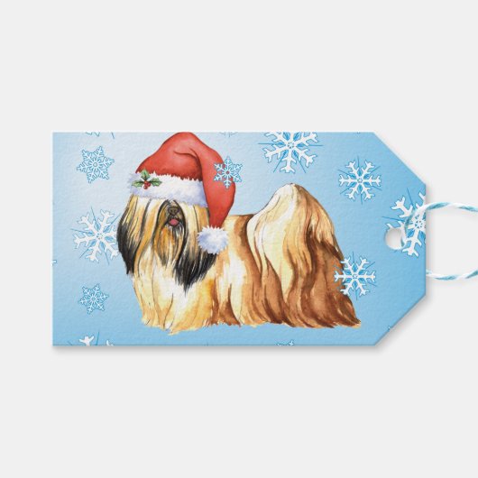 Happy Howlidays Lhasa Apso Cadeaulabel (Voorkant (Horizontaal))