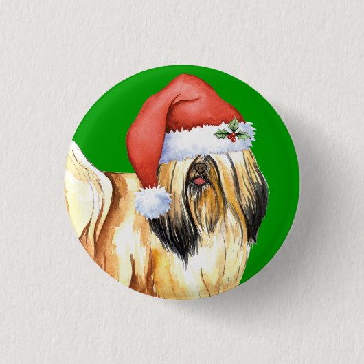 Happy Howlidays Lhasa Apso Ronde Button 3,2 Cm (Voorkant)