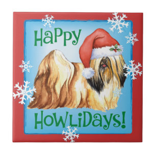 Happy Howlidays Lhasa Apso Tegeltje