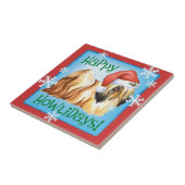 Happy Howlidays Lhasa Apso Tegeltje (Zijkant)