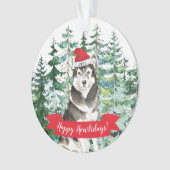 Happy Howlidays Malamute Dog Kerstmis Ornament (voorkant)