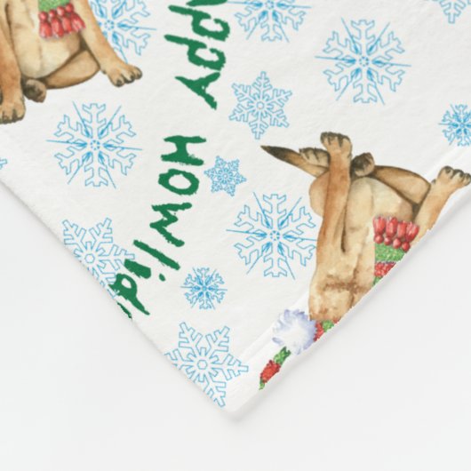 Happy Howlidays Malinois Fleece Deken (Hoek)
