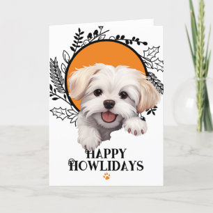 Happy Howlidays Maltese Dog Kerstmis Feestdagen Kaart