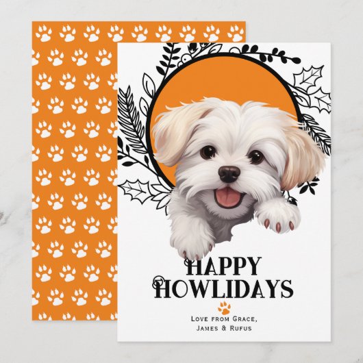 Happy Howlidays Maltese Dog Kerstmis Feestdagenkaart (Voorkant / Achterkant)
