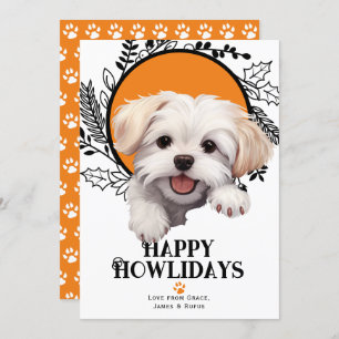 Happy Howlidays Maltese Dog Kerstmis Feestdagenkaart