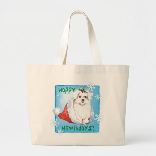 Happy Howlidays Maltese Grote Tote Bag