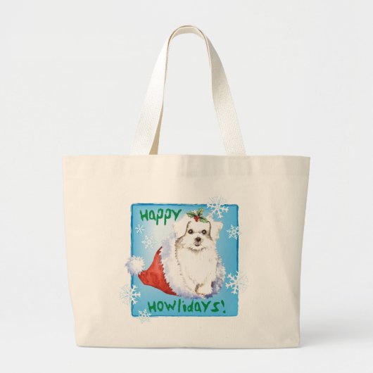 Happy Howlidays Maltese Grote Tote Bag (Voorkant)