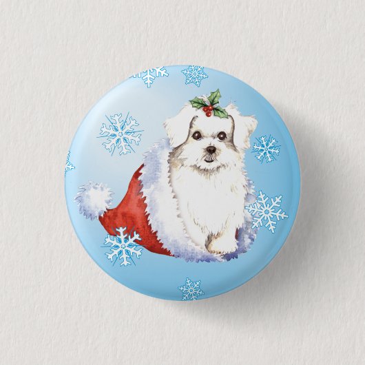 Happy Howlidays Maltese Ronde Button 3,2 Cm (Voorkant)