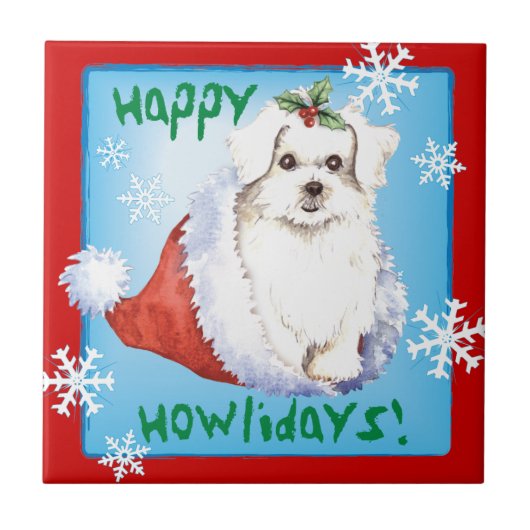 Happy Howlidays Maltese Tegeltje (Voorkant)