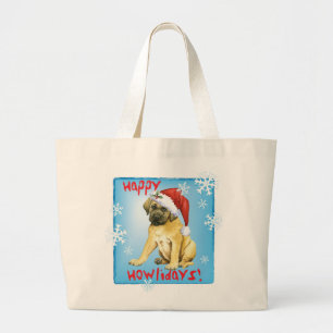 Happy Howlidays Mastiff Grote Tote Bag