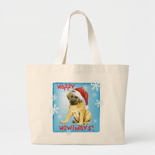 Happy Howlidays Mastiff Grote Tote Bag (Voorkant)