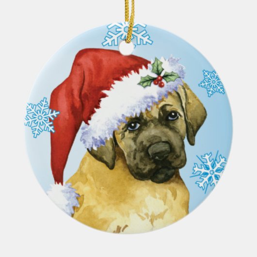 Happy Howlidays Mastiff Keramisch Ornament (Voorkant)