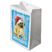 Happy Howlidays Mastiff Medium Cadeauzakje (Voorkant Gekanteld)