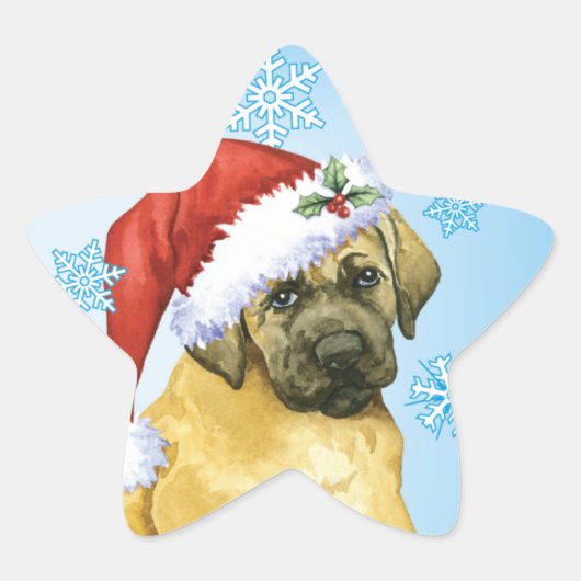 Happy Howlidays Mastiff Ster Sticker (Voorkant)