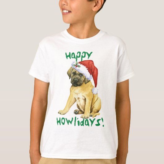 Happy Howlidays Mastiff T-Shirt (Voorkant)