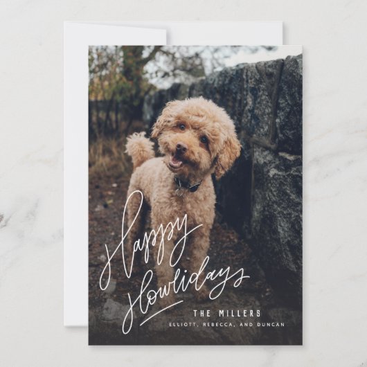 Happy Howlidays met handschrift | Foto Pet Dog Feestdagenkaart (Voorkant)
