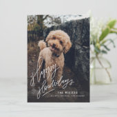 Happy Howlidays met handschrift | Foto Pet Dog Feestdagenkaart (Staand voorkant)